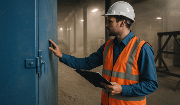 Engineer conducting combustible dust hazard evaluation in an Ontario facility.