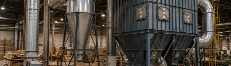 Industrial combustible dust collection system with cyclone separator and baghouse requiring PSR review under Ontario Regulation 851